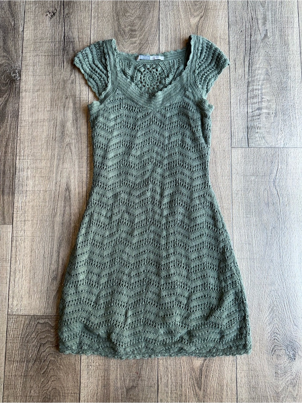 Athleta Olive Crochet Knit Mini Dress